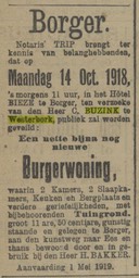 19181008-Prov.DrentscheEnAsserCourant Veiling burgerwoning Buzink
