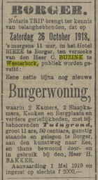 19181022-Prov.DrentscheEnAsserCourant Veiling burgerwoning Buzink