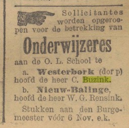19211029-Prov.DrentscheEnAsserCourant oproep sollicittaties, C.Buzink